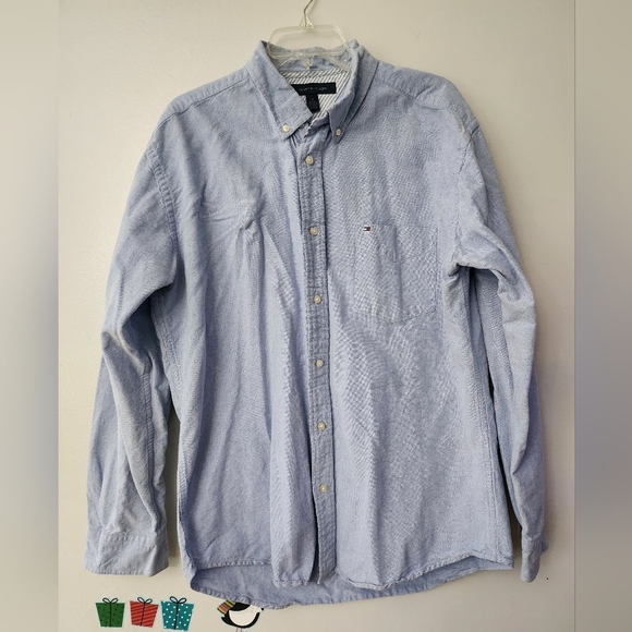 Tommy Hilfiger Button Up Blue Shirt Size Large - Picture 1 of 7